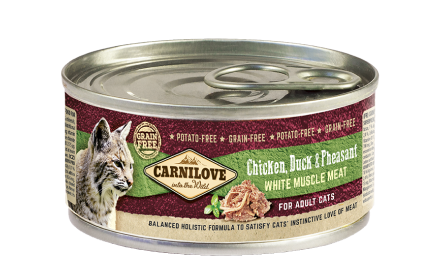 Carnilove Nassfutter für Katze Chicken, Duck & Pheasant for adult cats – Sparpaket: 12 x 100g