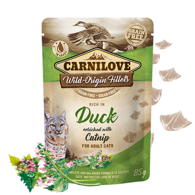 Carnilove Nassfutter für Katze Rich in Duck enriched with Catnip – Sparpaket: 24 x 85g