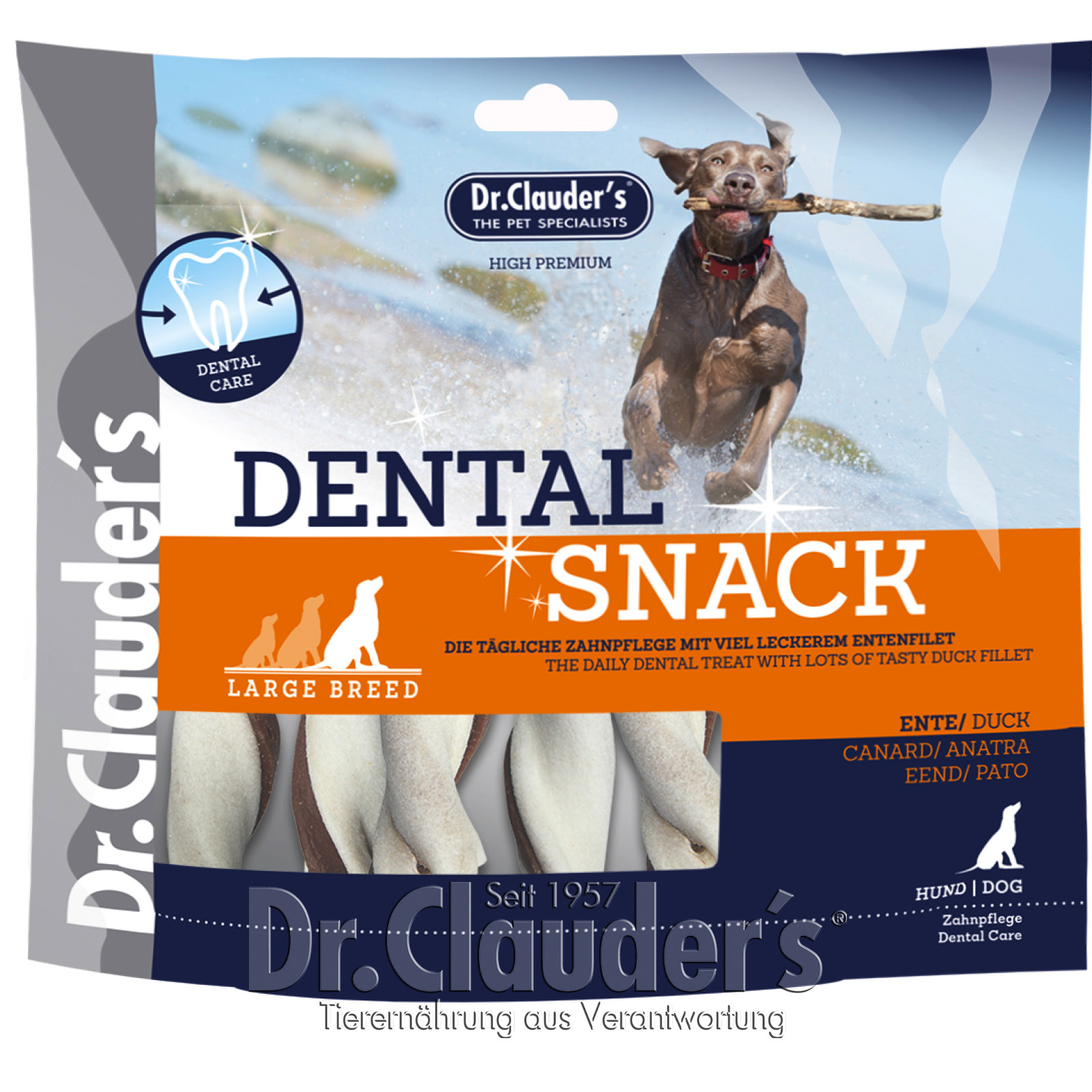 Dr Clauder Dental Hunde Snack Ente - Large Breed 500g