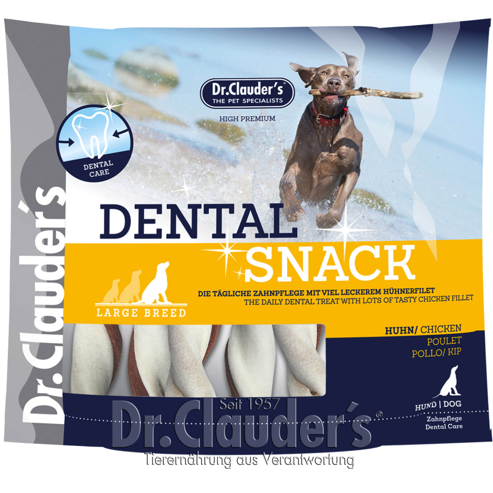 Dr Clauder Dental Hunde Snack Huhn Large Breed 500g