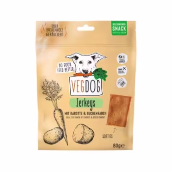 VegDog JERKEYS - Snack mit Karotte und Buchenrauch